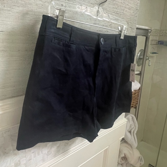 NWT new 32 Anthropologie Maeve ettie shorts pitched linen navy blue - Picture 10 of 17